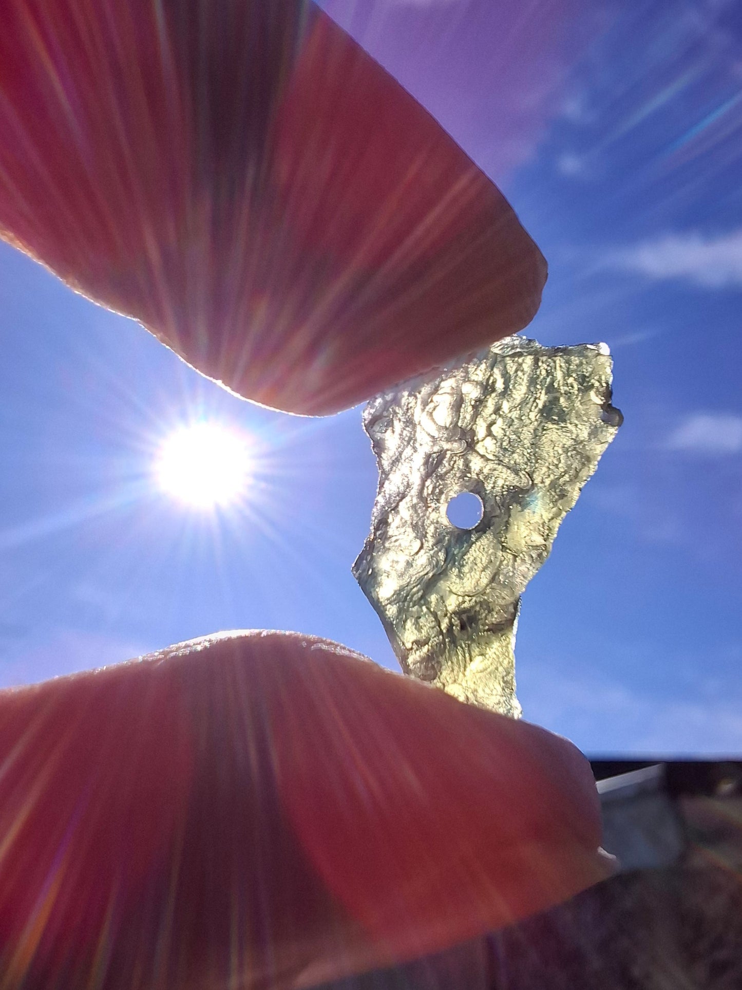 DRILLED, Moldavite Piece, 0.90g, Tektite (Ref: D14)
