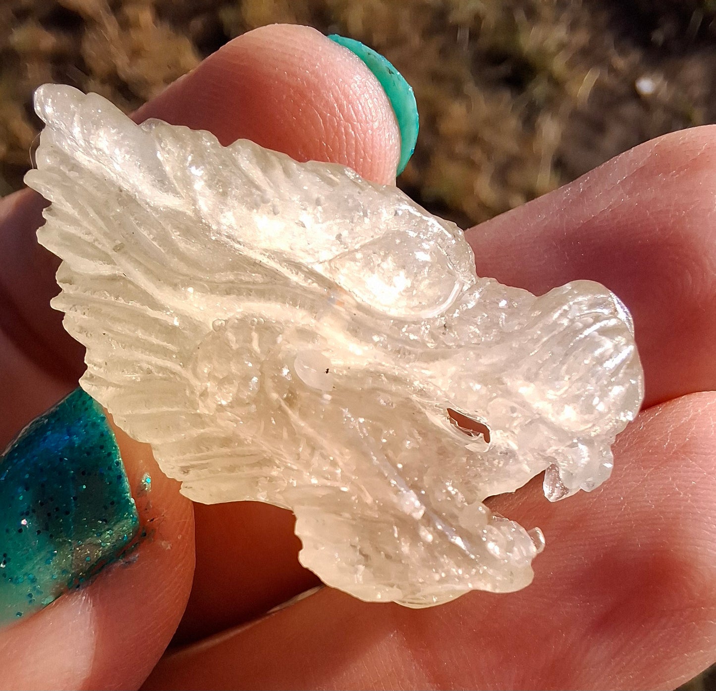 Libyan Desert Glass DRAGON HEAD carving, 9.66g, Tektite (Ref: Dragon 3)
