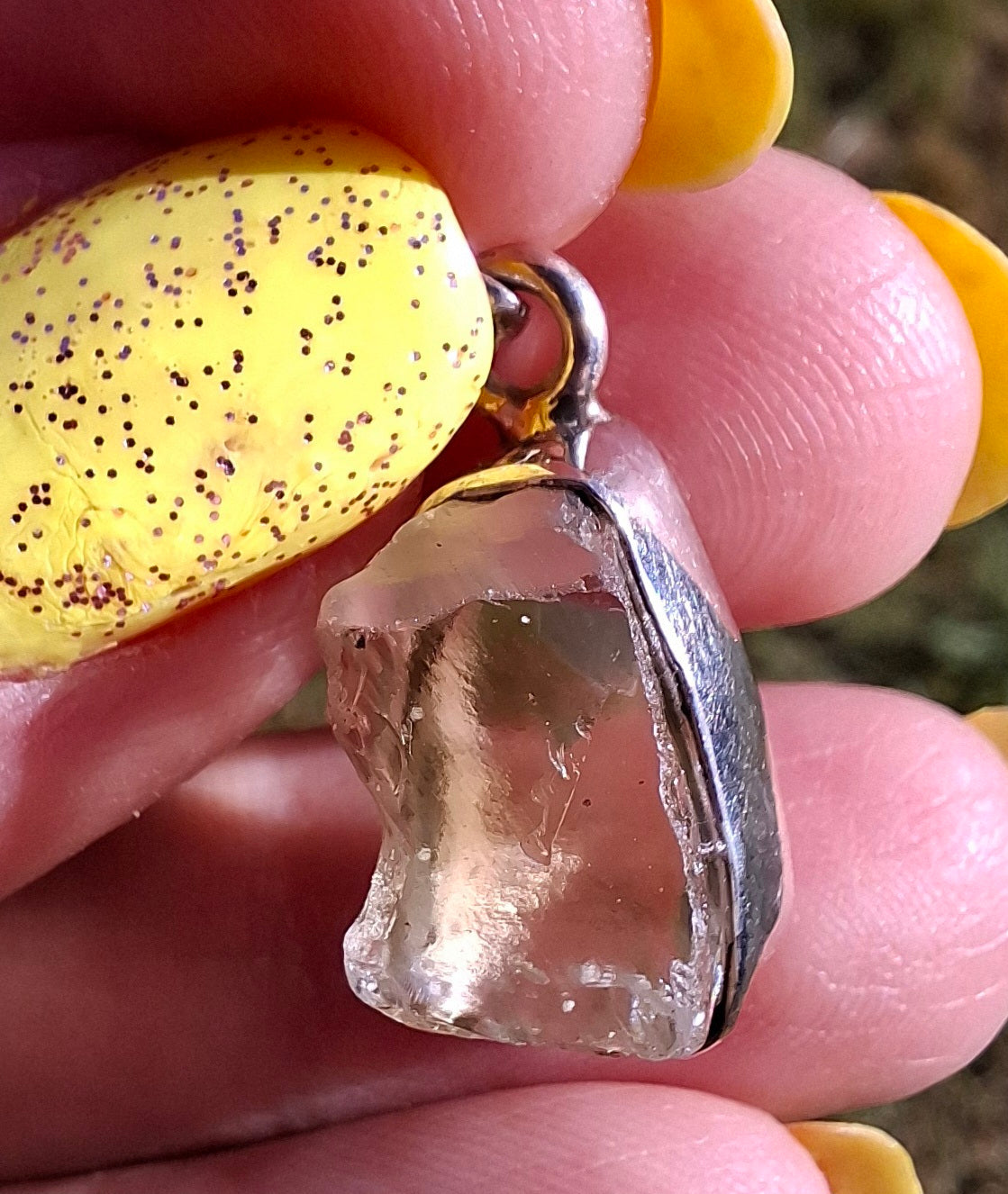 Libyan Desert Glass Pendant, 925 Silver, Tektite (Ref: LP105)