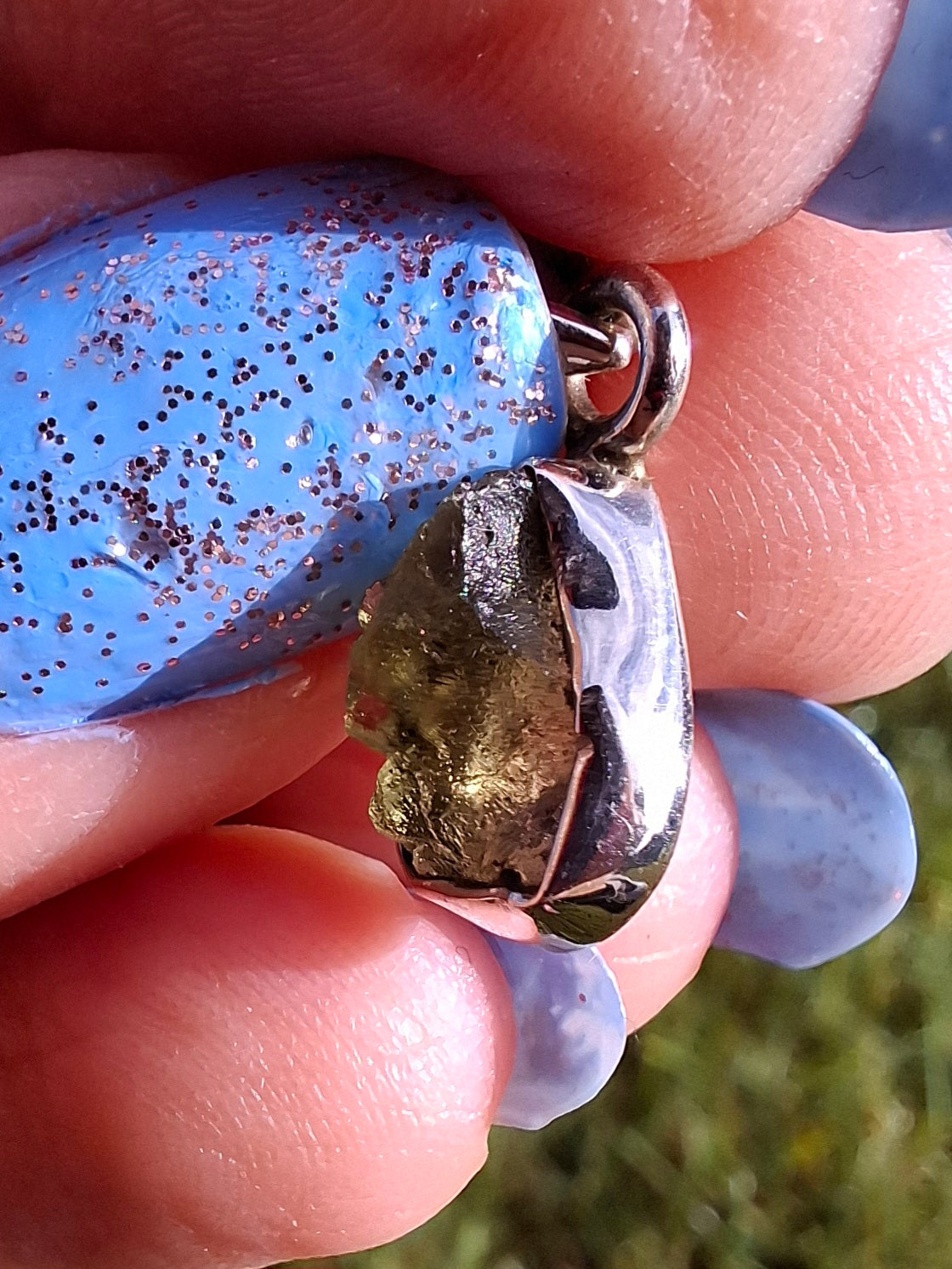 Moldavite Pendant, 925 Silver, Tektite (Ref: P42)