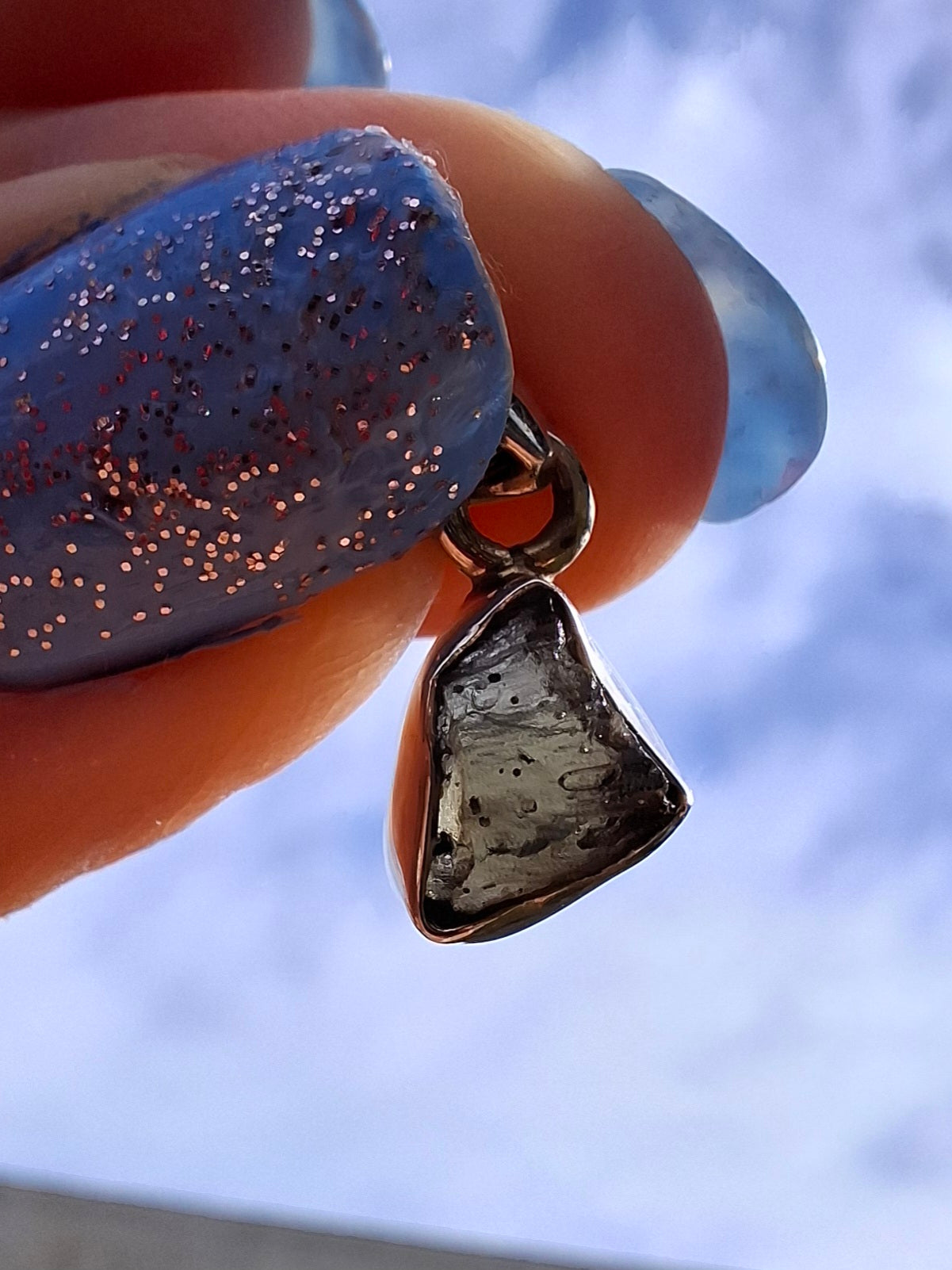 Moldavite Pendant, 925 Silver, Tektite (Ref: P34)