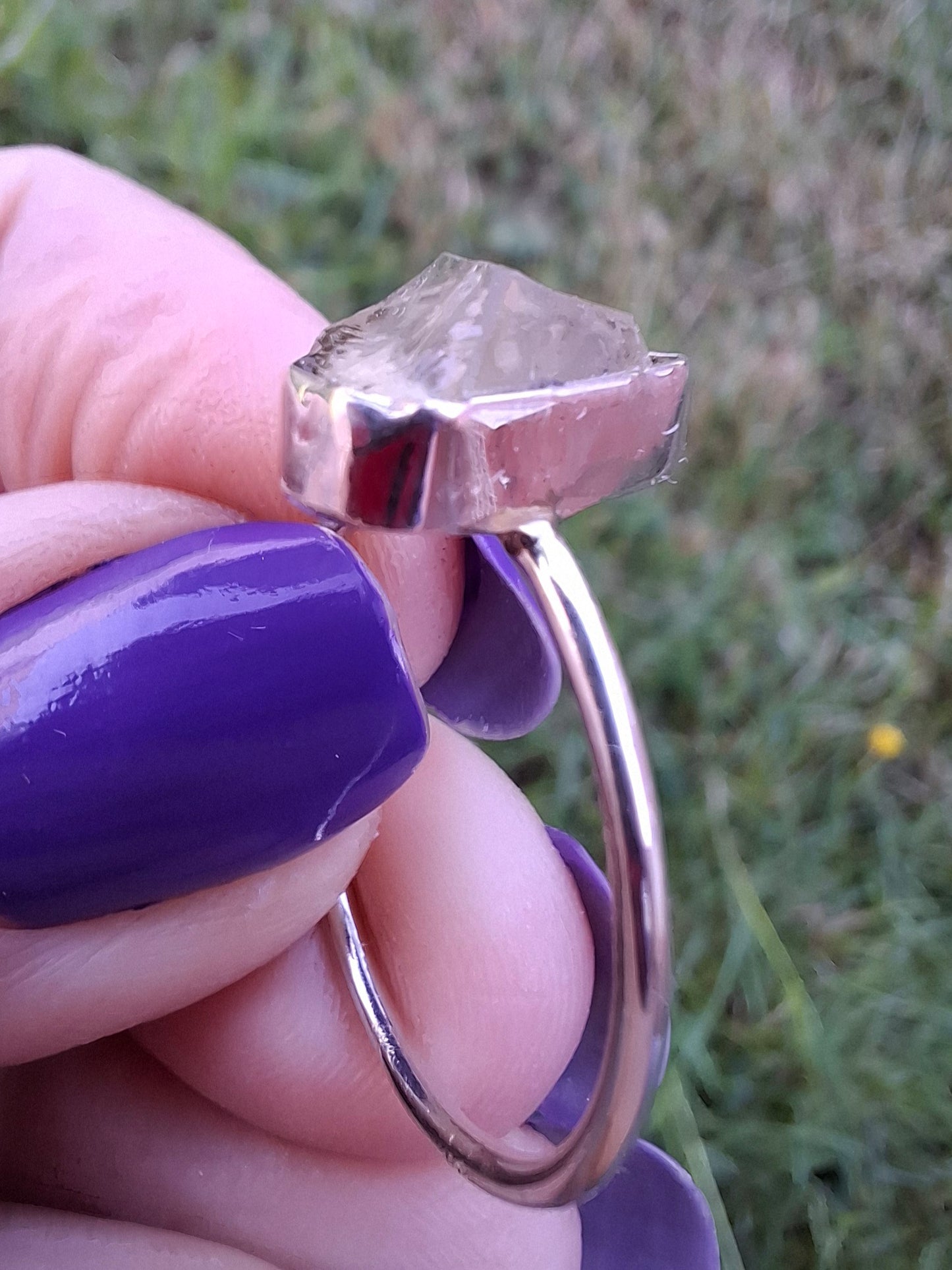 Libyan Desert Glass Ring, size large T, 925 Silver, Tektite (Ref: LR48)