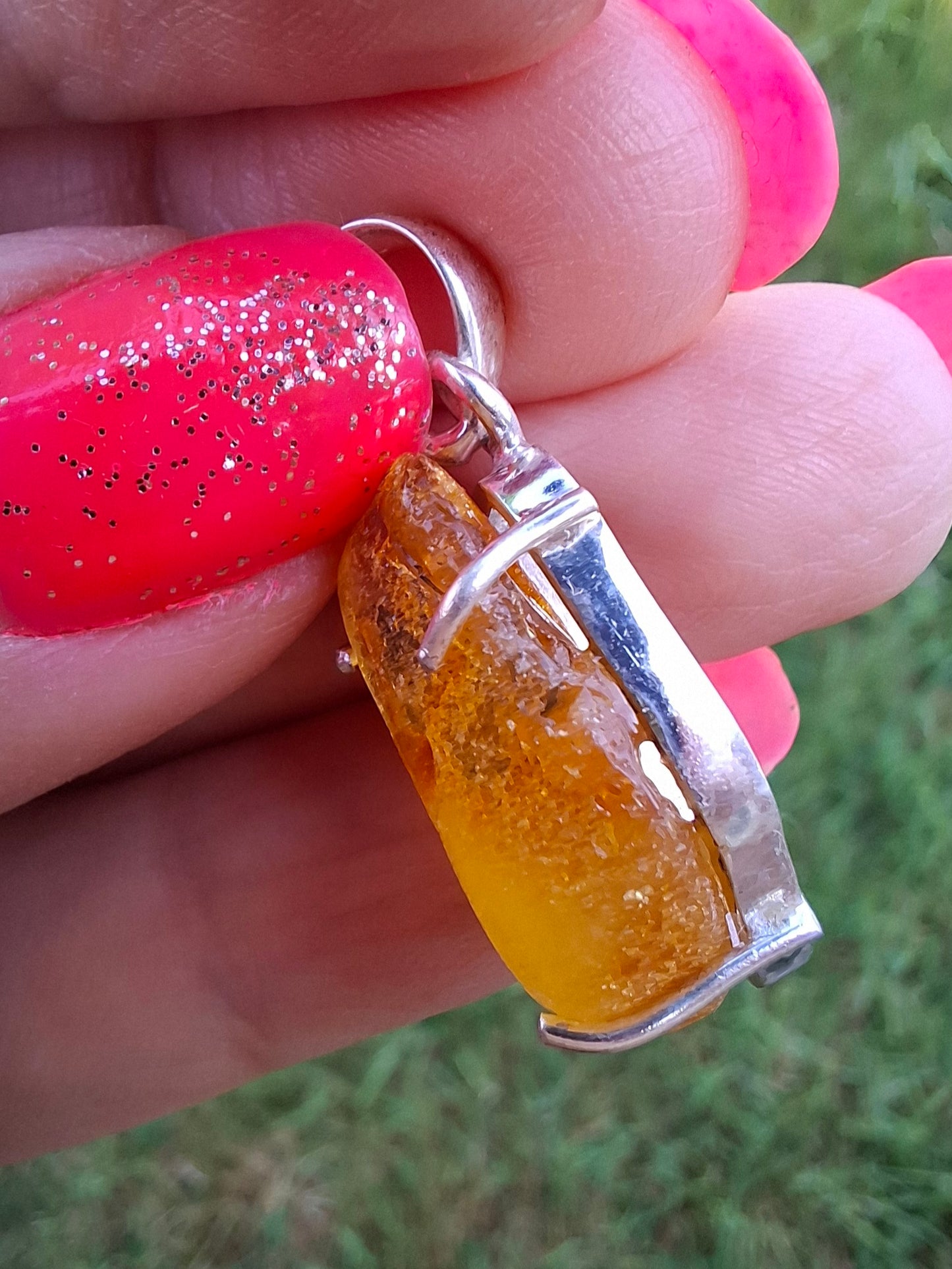 Baltic Amber Pendant, 925 Silver, Fossil (Ref: AP4)