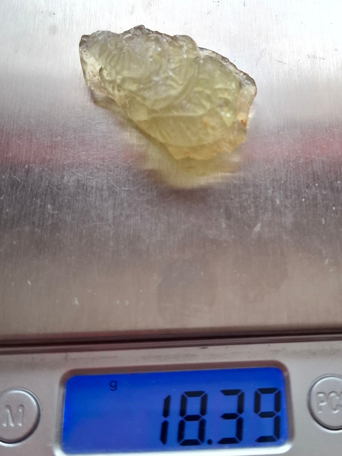 Libyan Desert Glass GANESHA carving, 18.39g, Tektite (Ref: Ganesha3)
