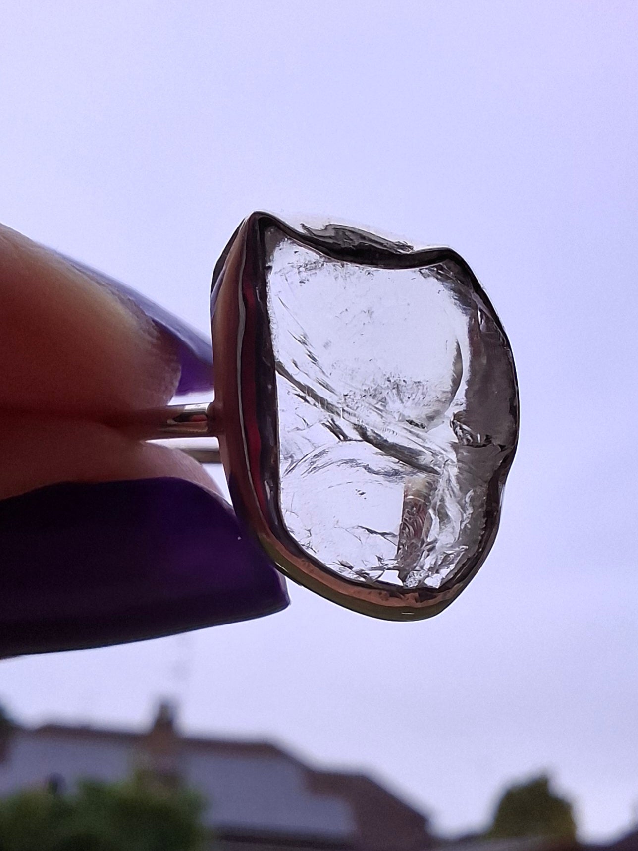 Libyan Desert Glass Ring, size large P, 925 Silver, Tektite (Ref: LR29)