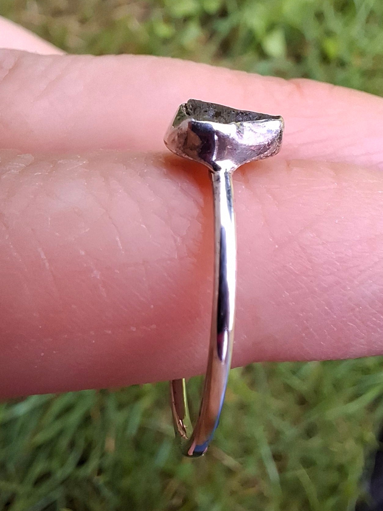 Moldavite Ring, size Q, 925 Silver, Tektite (Ref: R46)