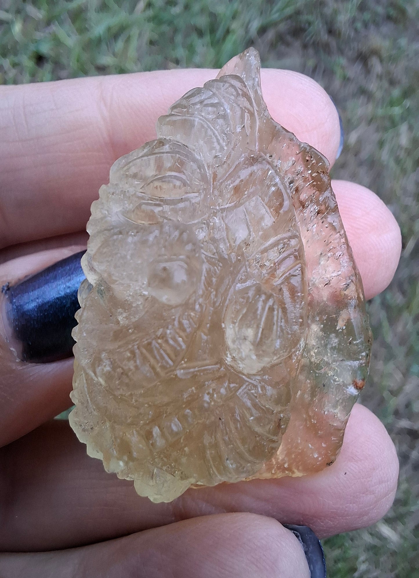 Libyan Desert Glass GANESHA carving, 18.39g, Tektite (Ref: Ganesha3)