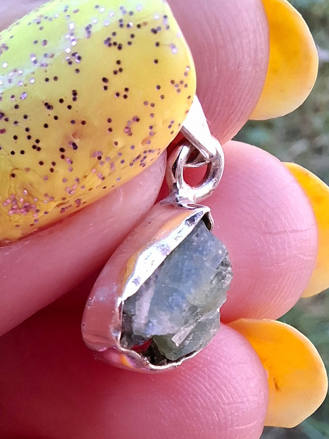 Green Tourmaline Pendant, 925 Silver, Crystal (Ref: GT7)