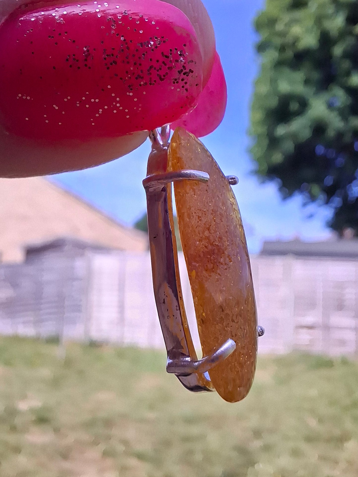 Baltic Amber Pendant, 925 Silver, Fossil (Ref: AP12)