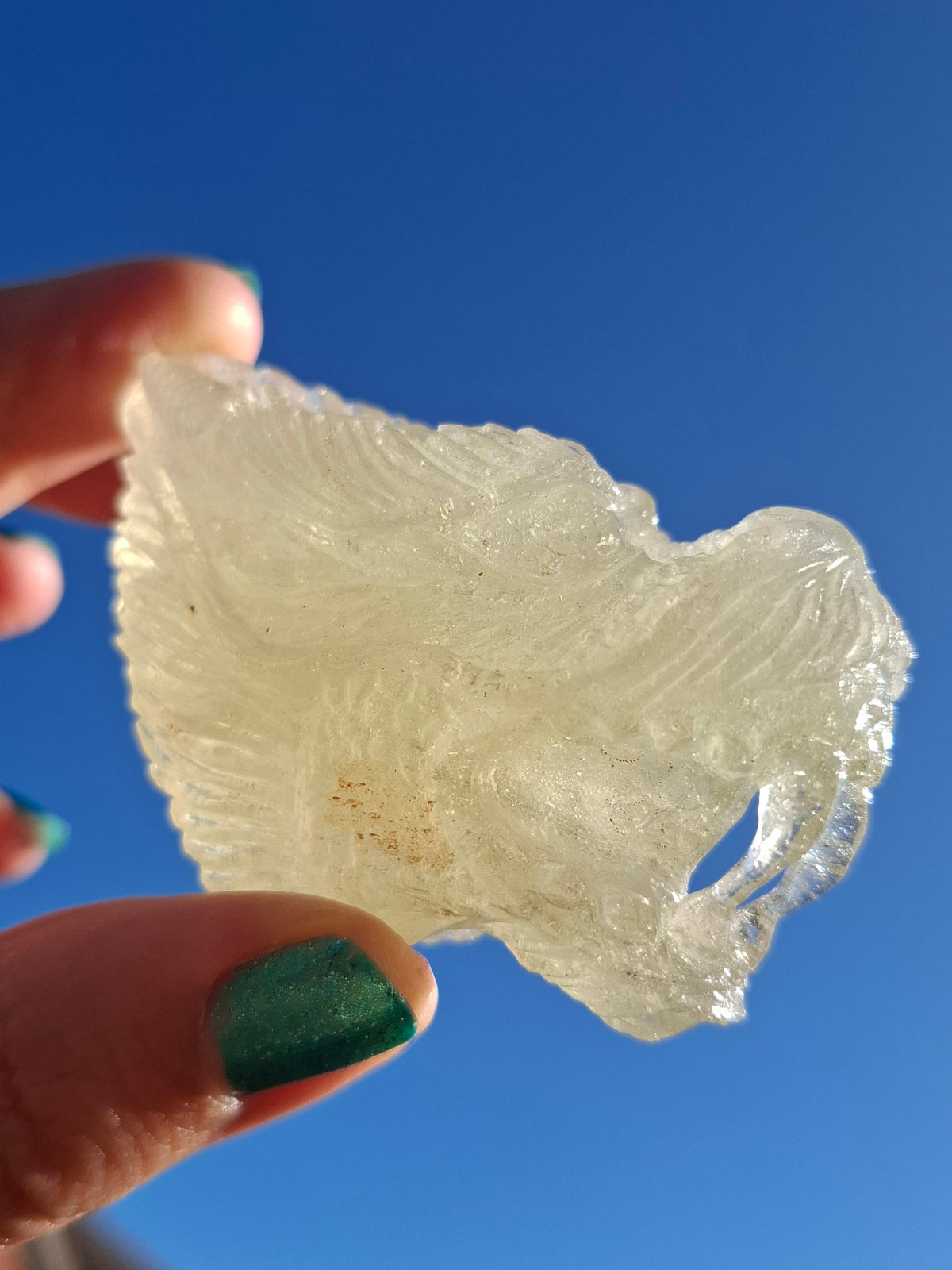 Libyan Desert Glass DRAGON HEAD Carving, 75.84g, Tektite (Ref: Dragon1)
