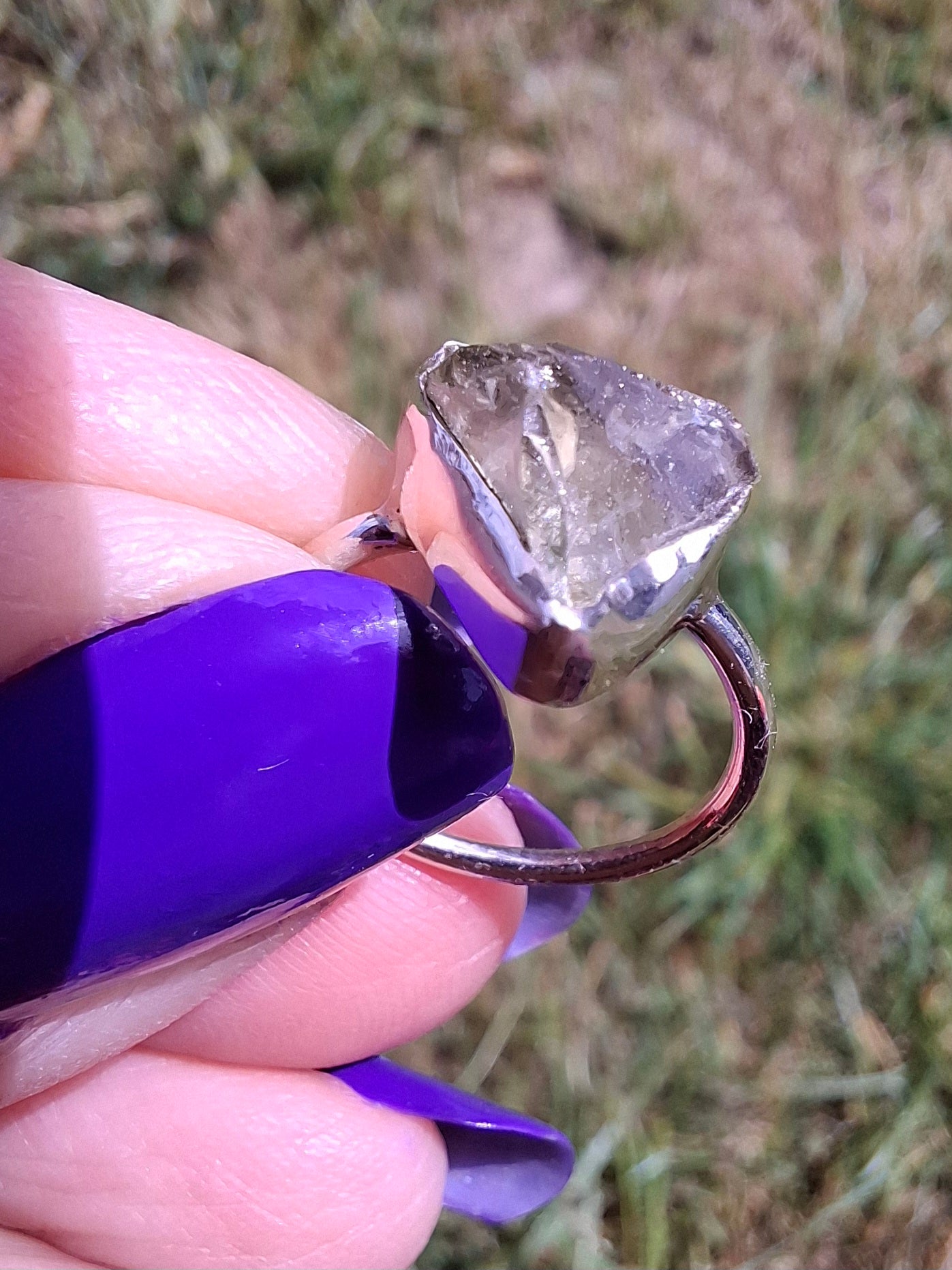 Libyan Desert Glass Ring, size large G, 925 Silver, Tektite (Ref: LR2)