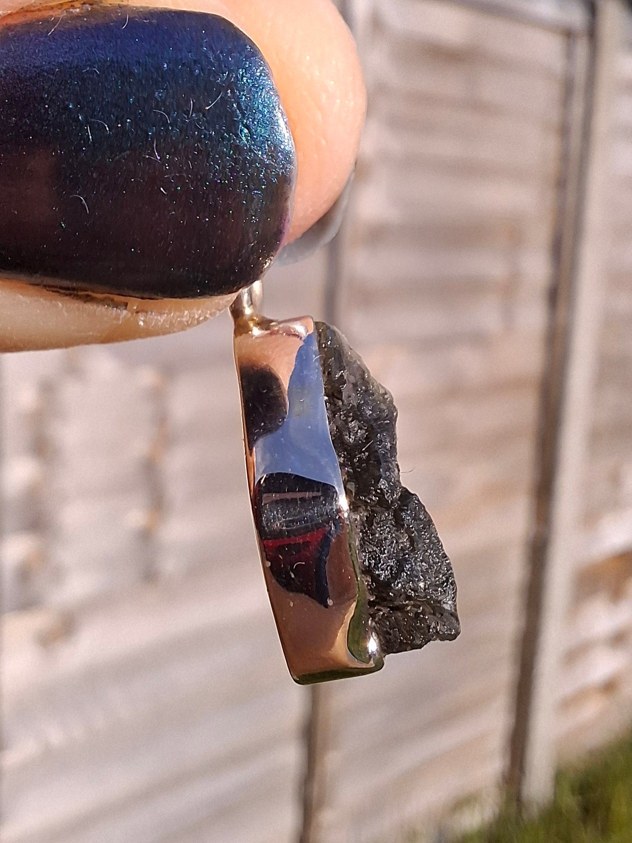 Moldavite Pendant, 925 Silver, Tektite (Ref: P7)
