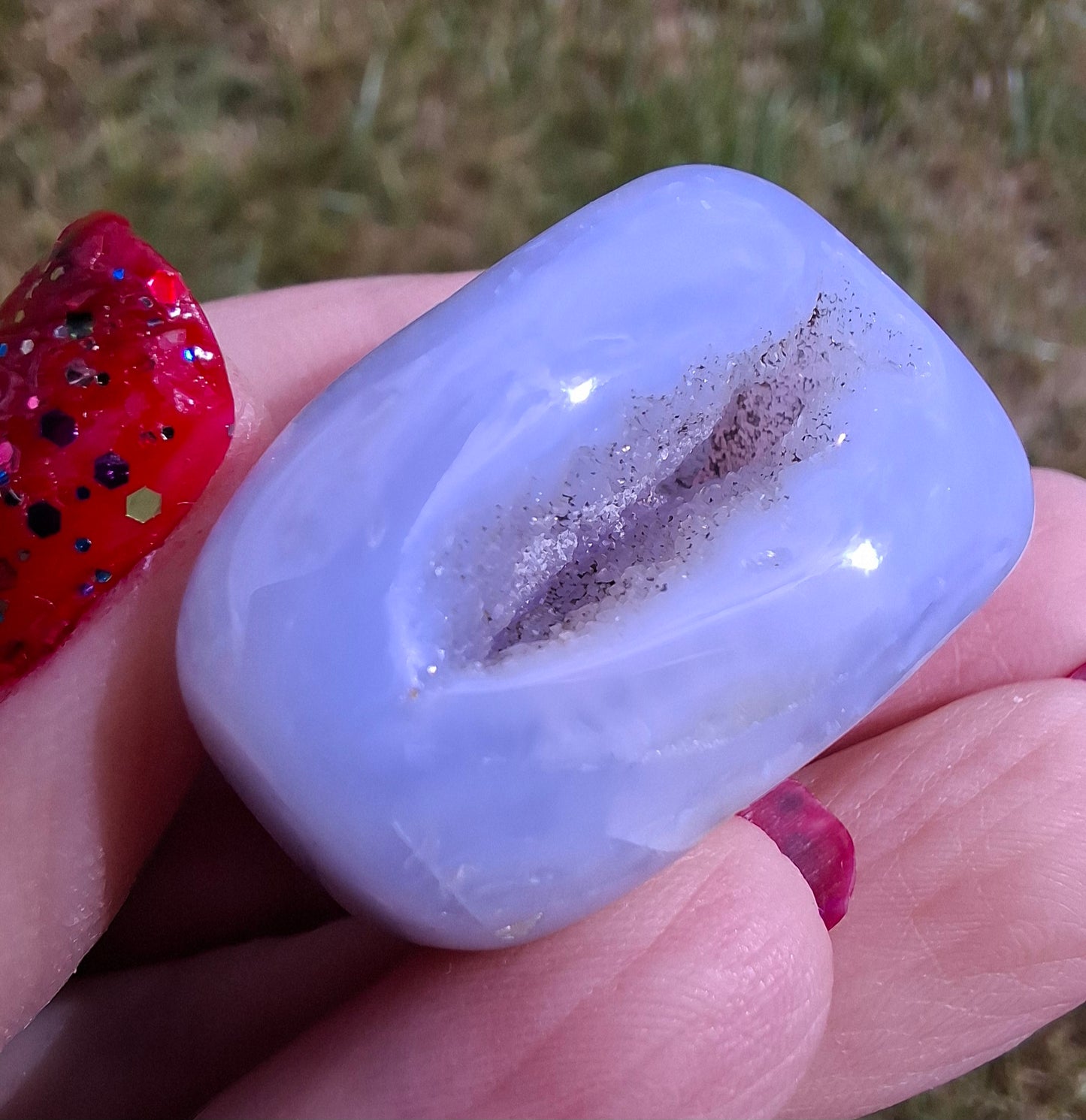 Blue Lace Agate, Tumble Stone, Crystal (Ref: T138)