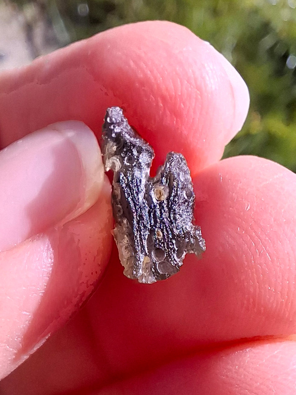 DRILLED, Moldavite Piece, 0.80g, Tektite (Ref: D24)