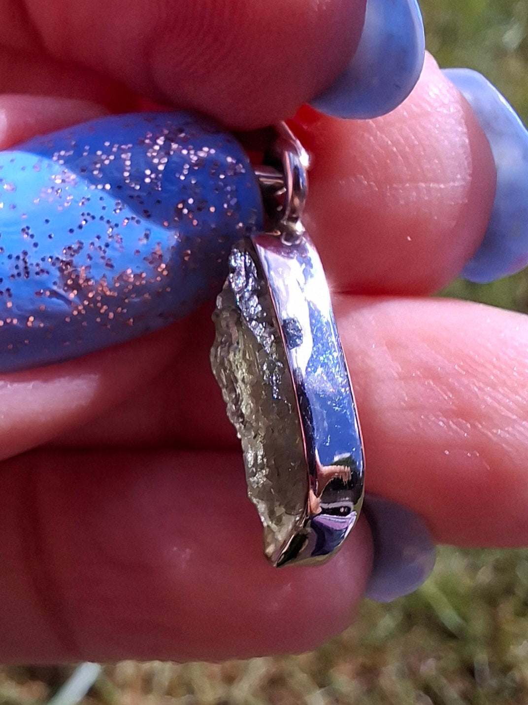 Moldavite Pendant, 925 Silver, Tektite (Ref: P94)