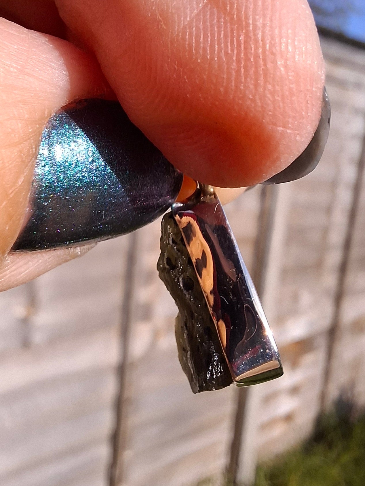Moldavite Pendant, 925 Silver, Tektite (Ref: P7)