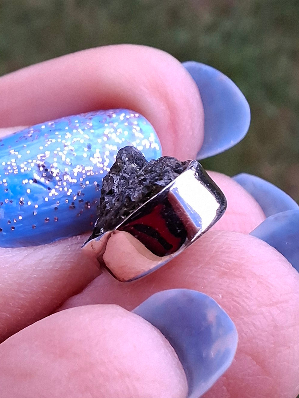 Moldavite Pendant, 925 Silver, Tektite (Ref: P64)