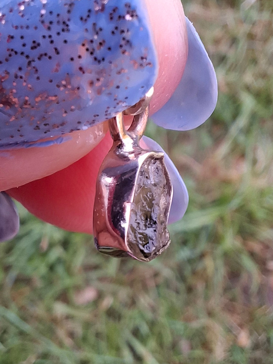 Moldavite Pendant, 925 Silver, Tektite (Ref: P49)