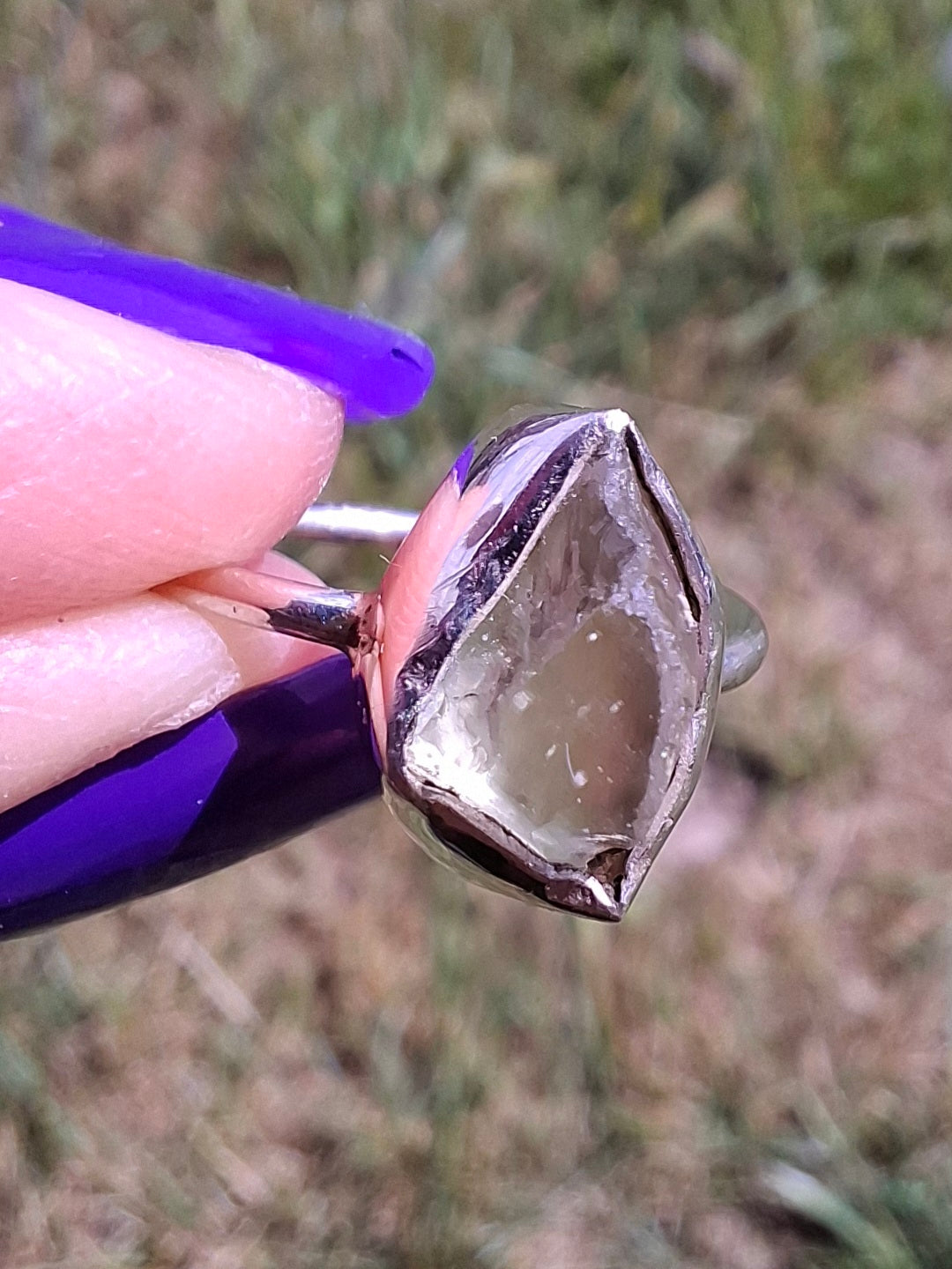 Libyan Desert Glass Ring, size large K/small L, 925 Silver, Tektite (Ref: LR17)
