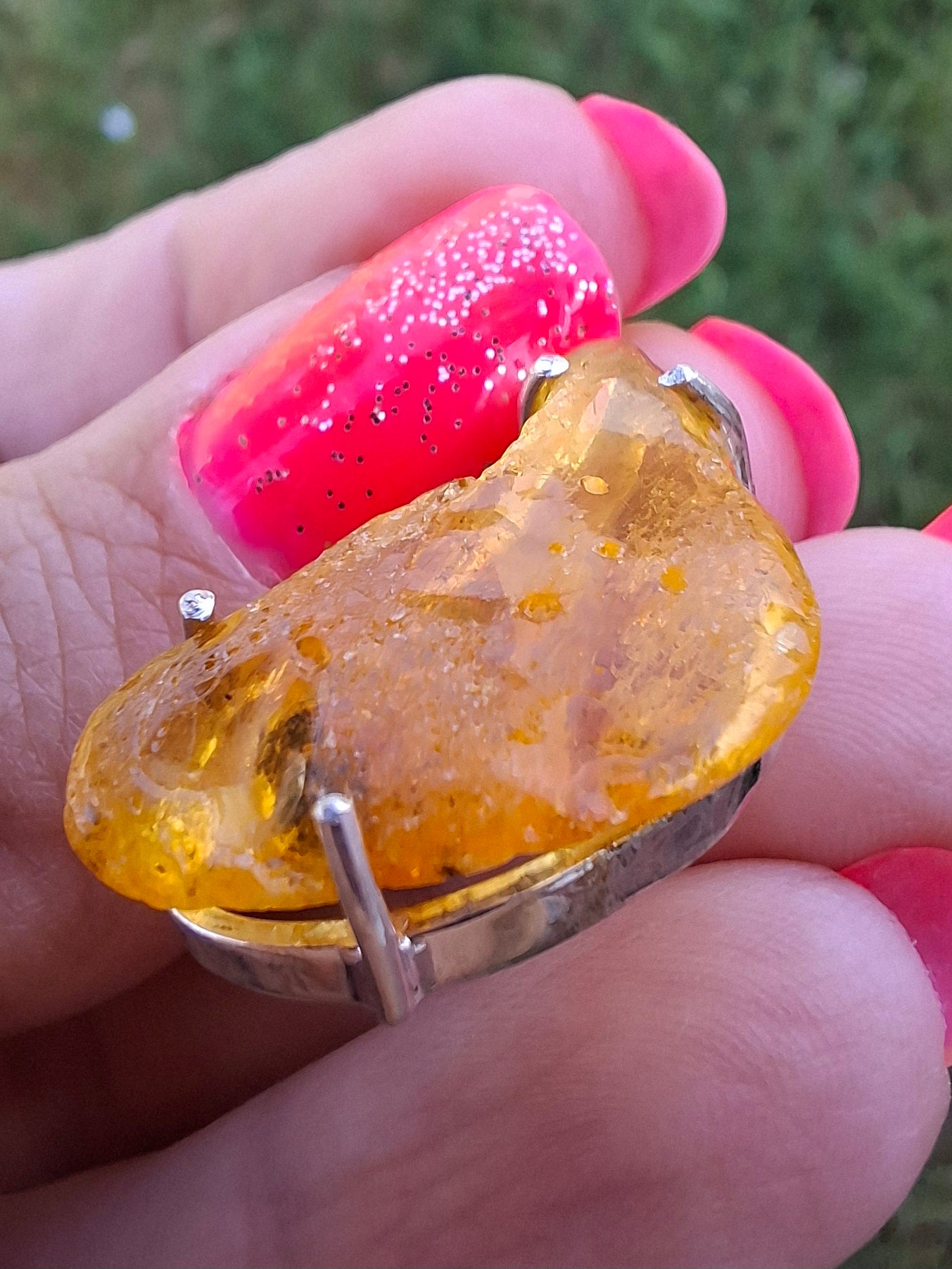 Baltic Amber Pendant, 925 Silver, Fossil (Ref: Ap1)