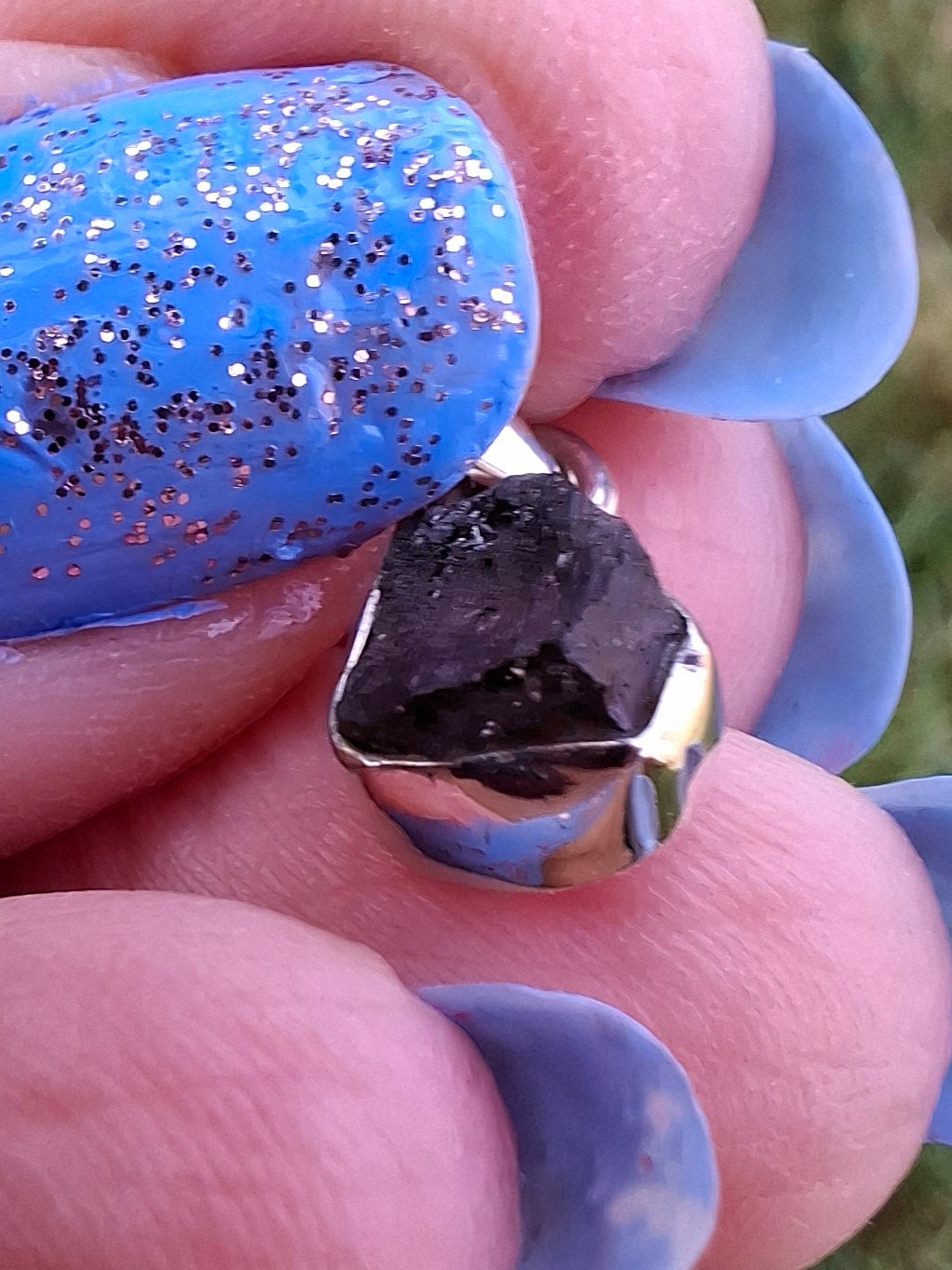 Moldavite Pendant, 925 Silver, Tektite (Ref: P56)