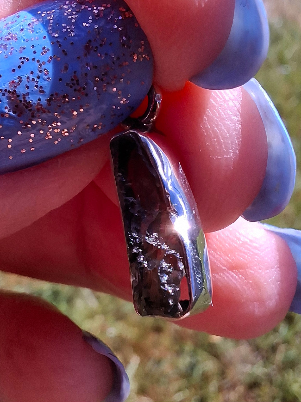 Moldavite Pendant, 925 Silver, Tektite (Ref: P77)