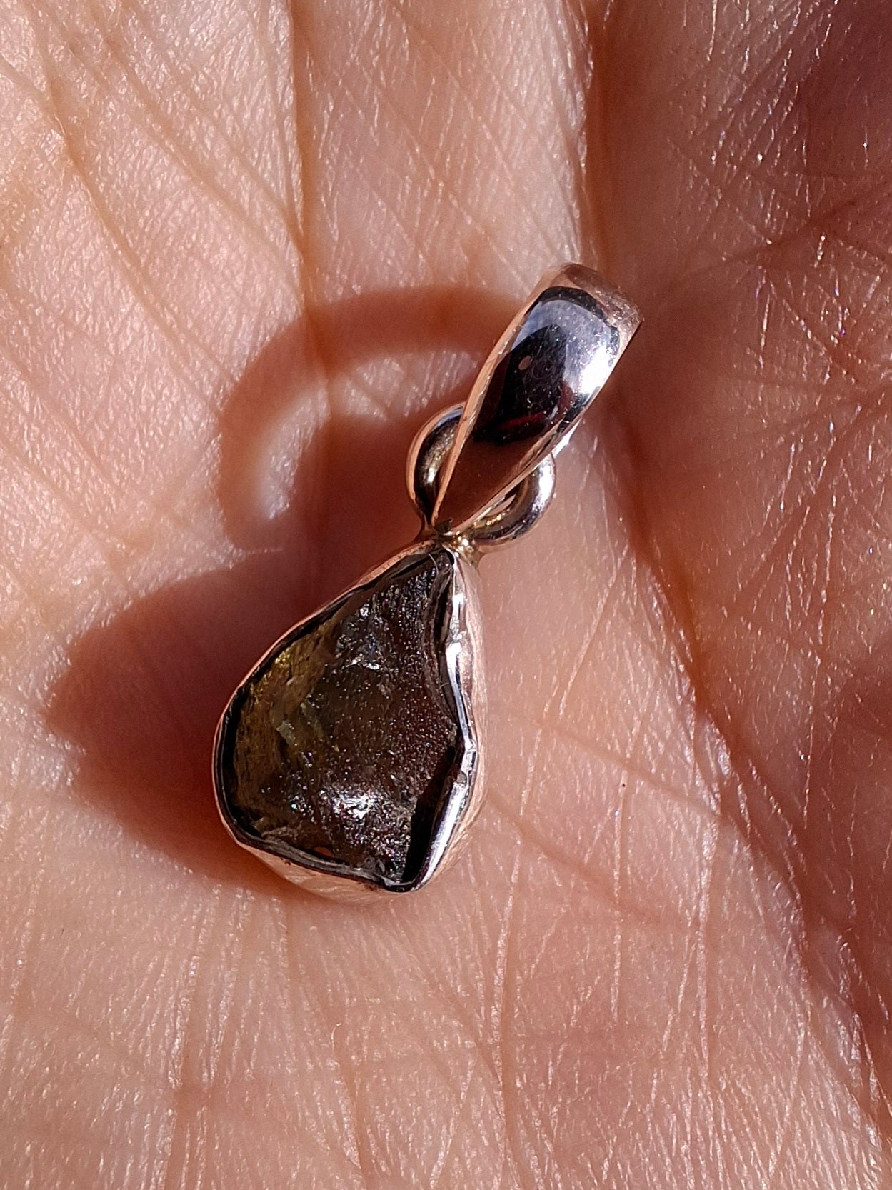 Moldavite Pendant, 925 Silver, Tektite (Ref: P42)