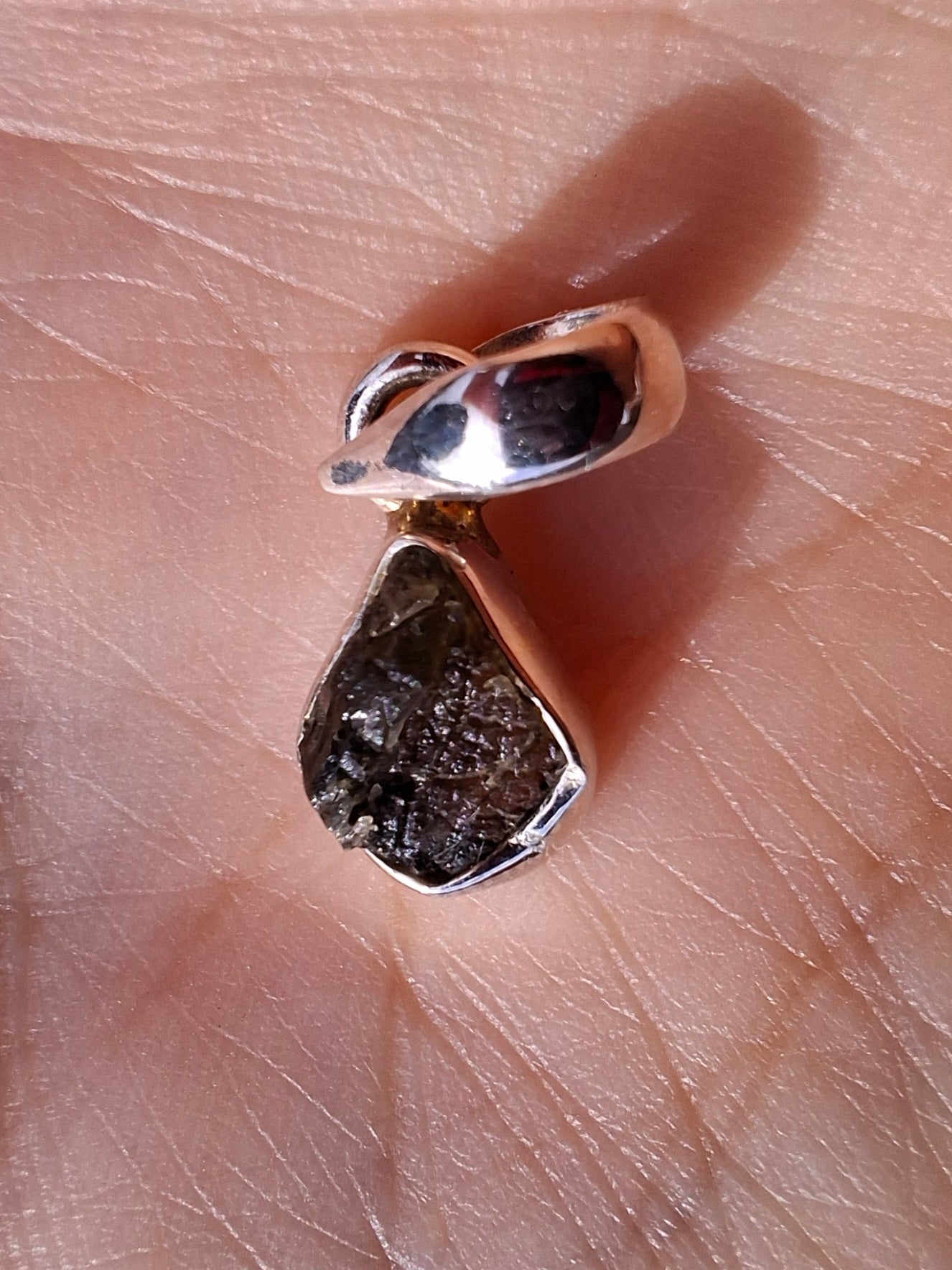 Moldavite Pendant, 925 Silver, Tektite (Ref: P29)