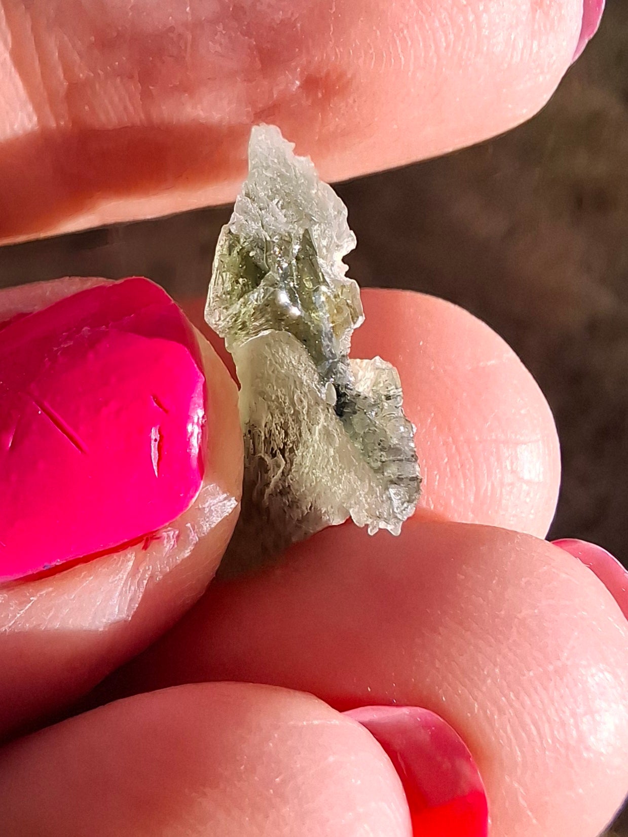Moldavite Piece, SNOWFLAKE, FROSTED, BRUSNA, 0.92g, Tektite (Ref: 1499)