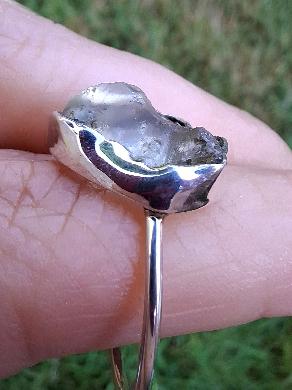 Libyan Desert Glass Ring, size U, 925 Silver, Tektite (Ref: LR52)