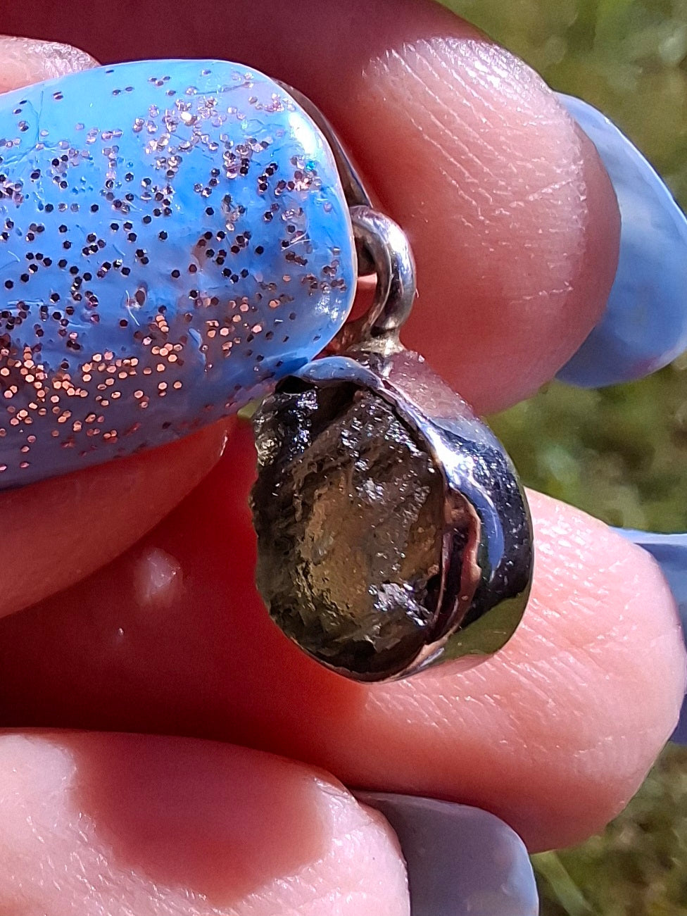 Moldavite Pendant, 925 Silver, Tektite (Ref: P78)