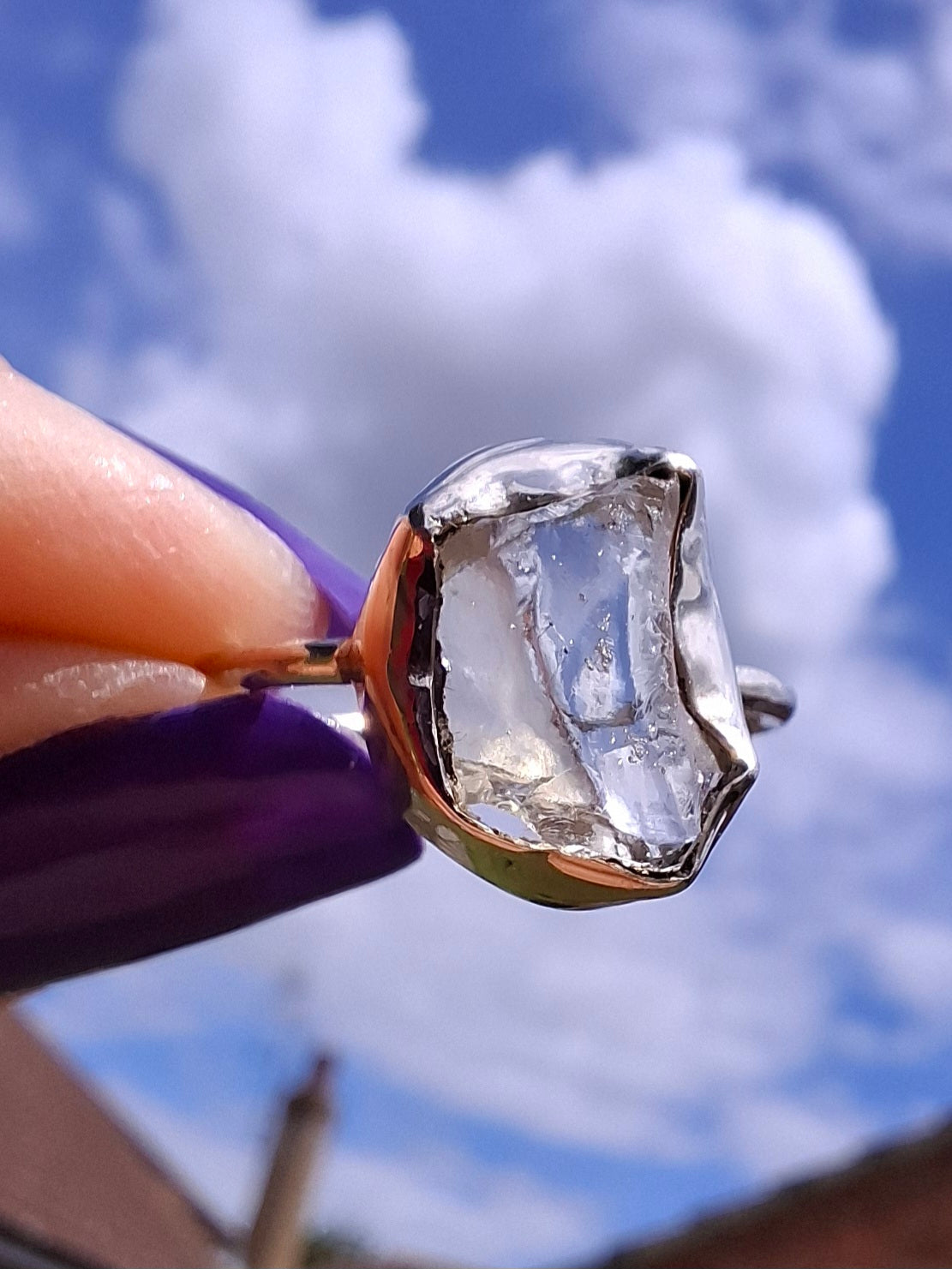 Libyan Desert Glass Ring, size large M, 925 Silver, Tektite (Ref: LR20)