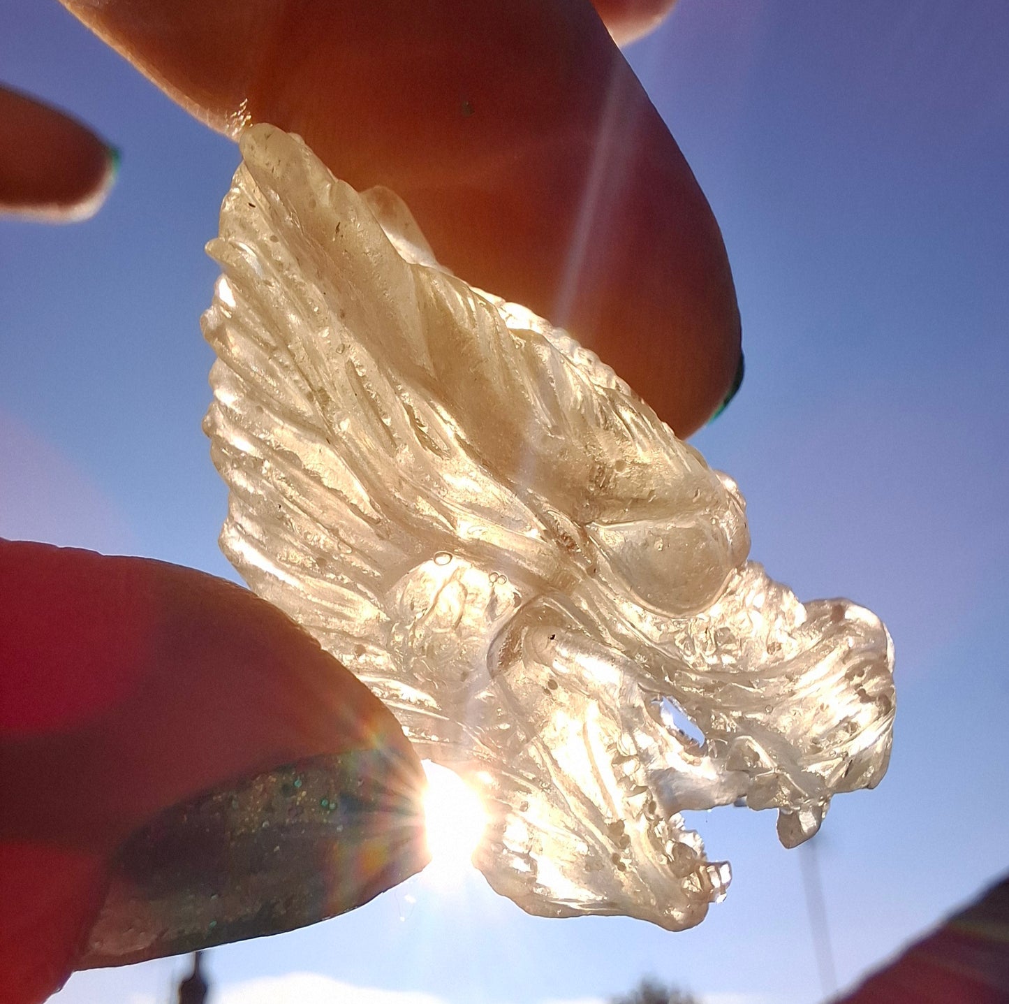Libyan Desert Glass DRAGON HEAD carving, 9.66g, Tektite (Ref: Dragon 3)