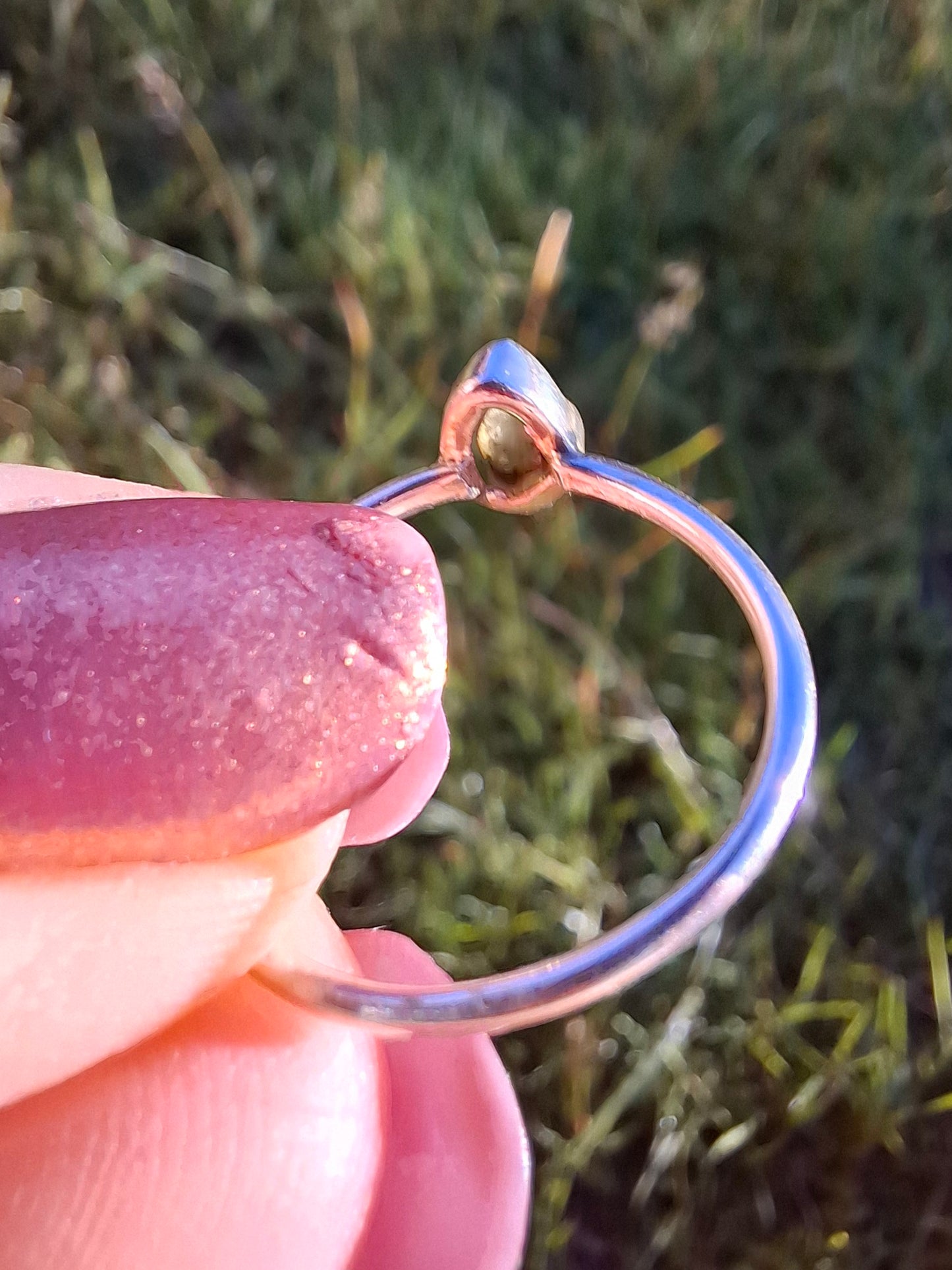 Moldavite Ring, size large M, 925 Silver, Tektite (Ref: R51)