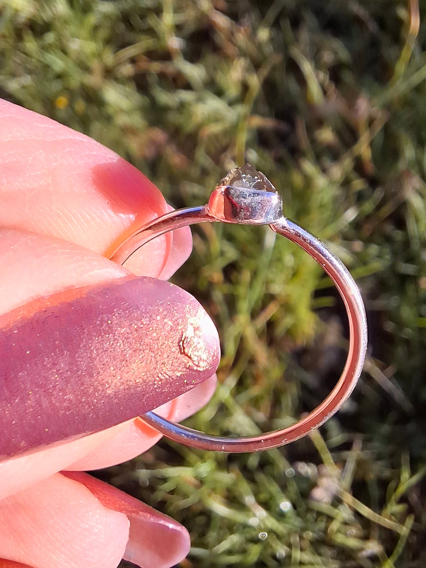 Moldavite Ring, size large R/small S, 925 Silver, Tektite (Ref: R54)