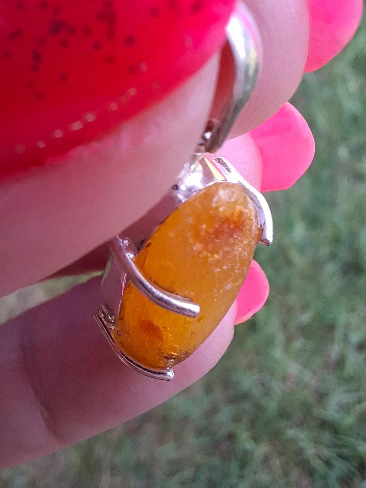 Baltic Amber Pendant, 925 Silver, Fossil (Ref: AP8)
