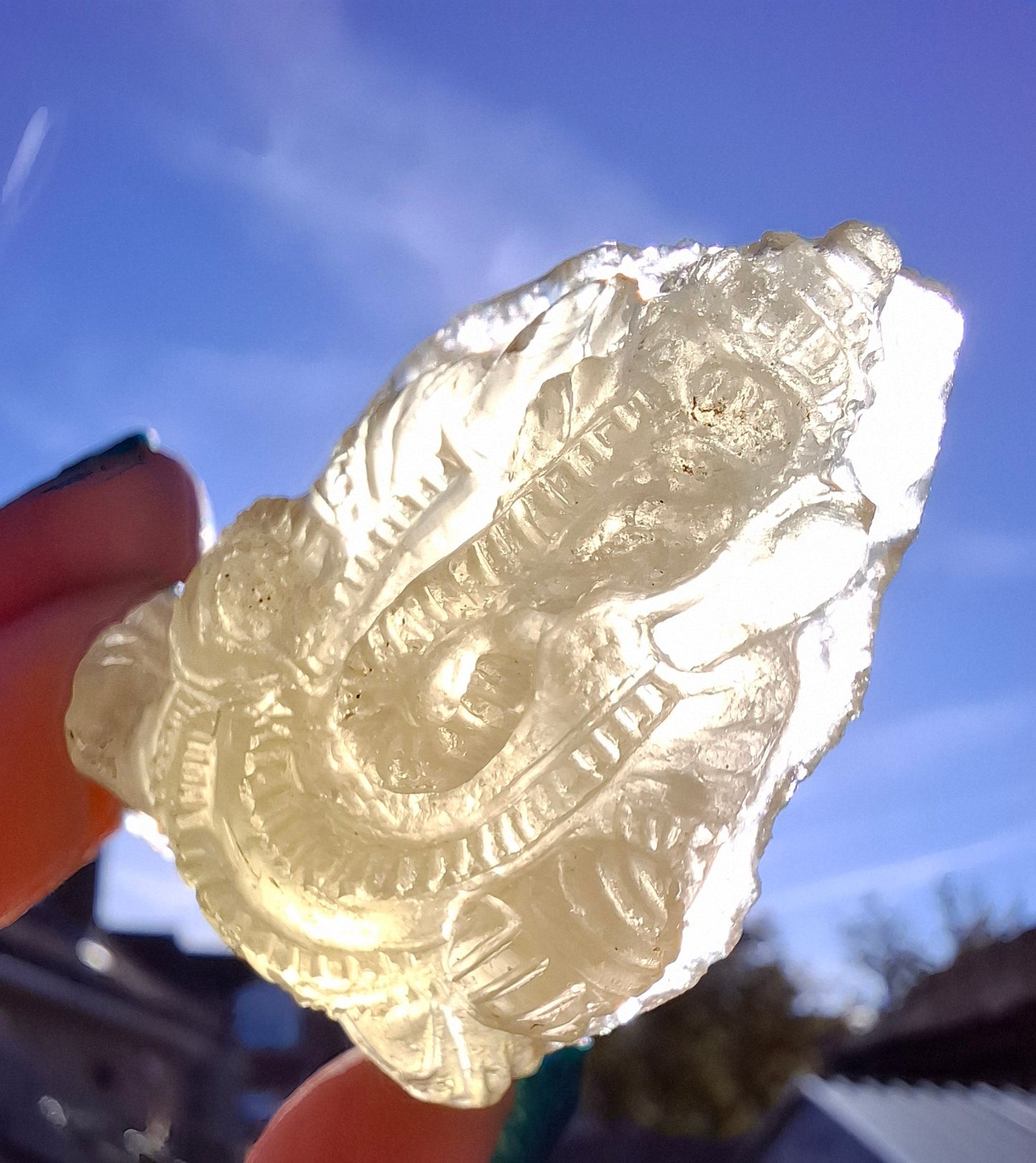 Libyan Desert Glass carving, GANESHA, 26.47g, Tektite (Ref: Ganesha1)