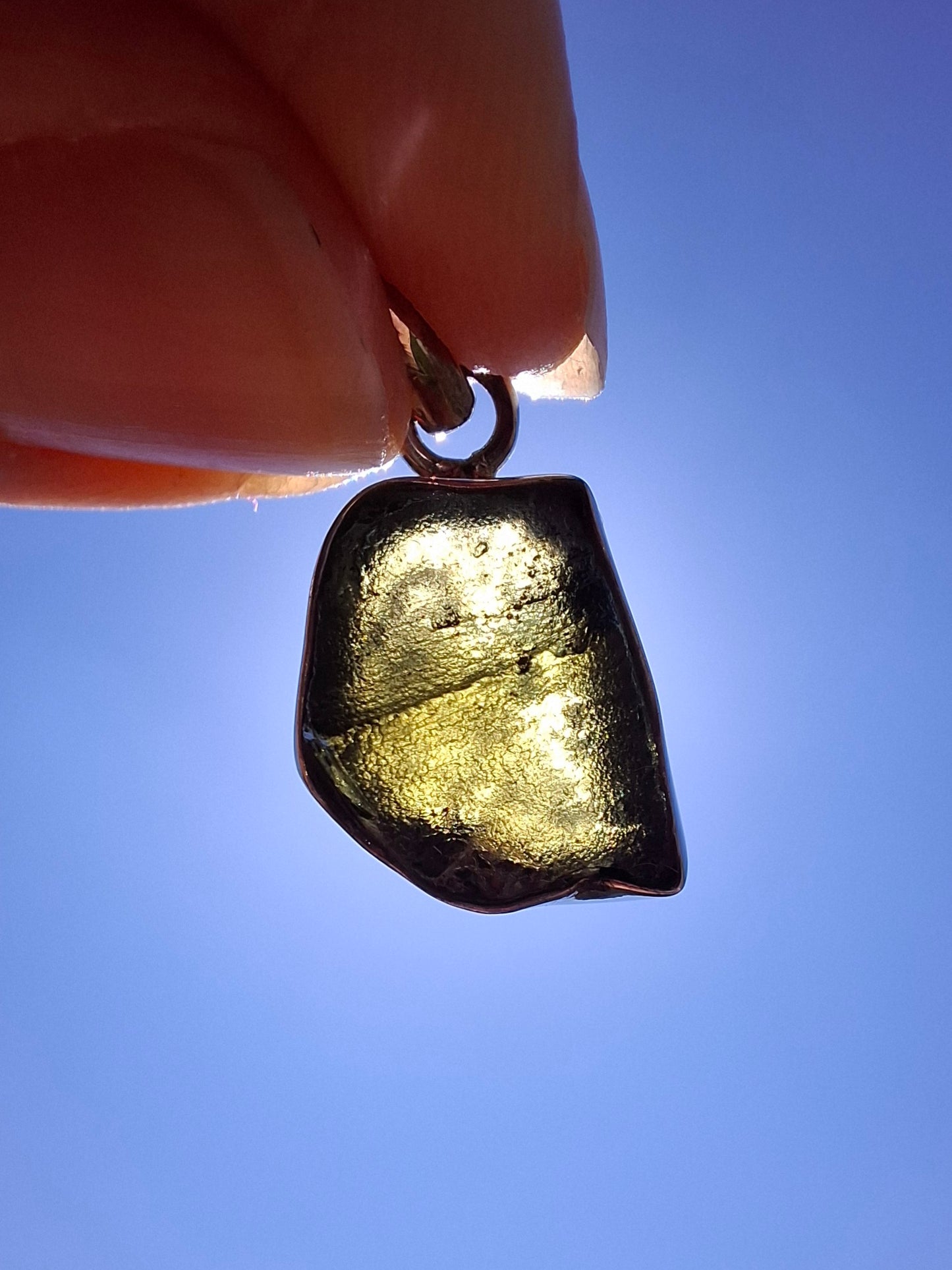 Moldavite Pendant, 925 Silver, Tektite (Ref: P2)