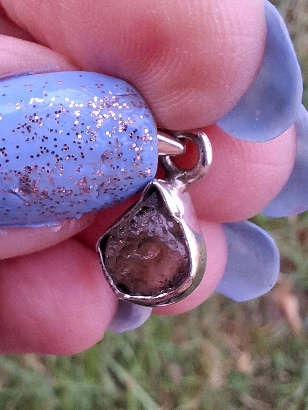 Moldavite Pendant, 925 Silver, Tektite (Ref: P63)