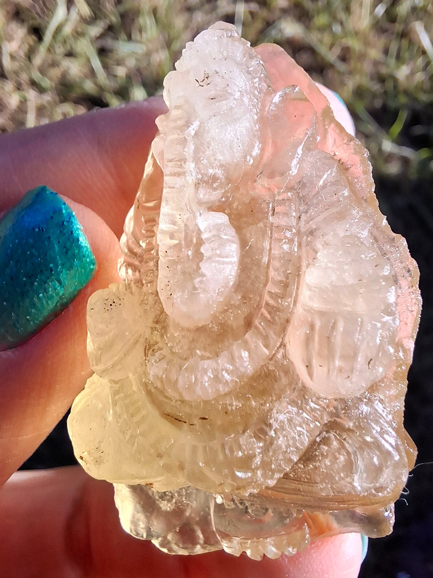 Libyan Desert Glass carving, GANESHA, 26.47g, Tektite (Ref: Ganesha1)