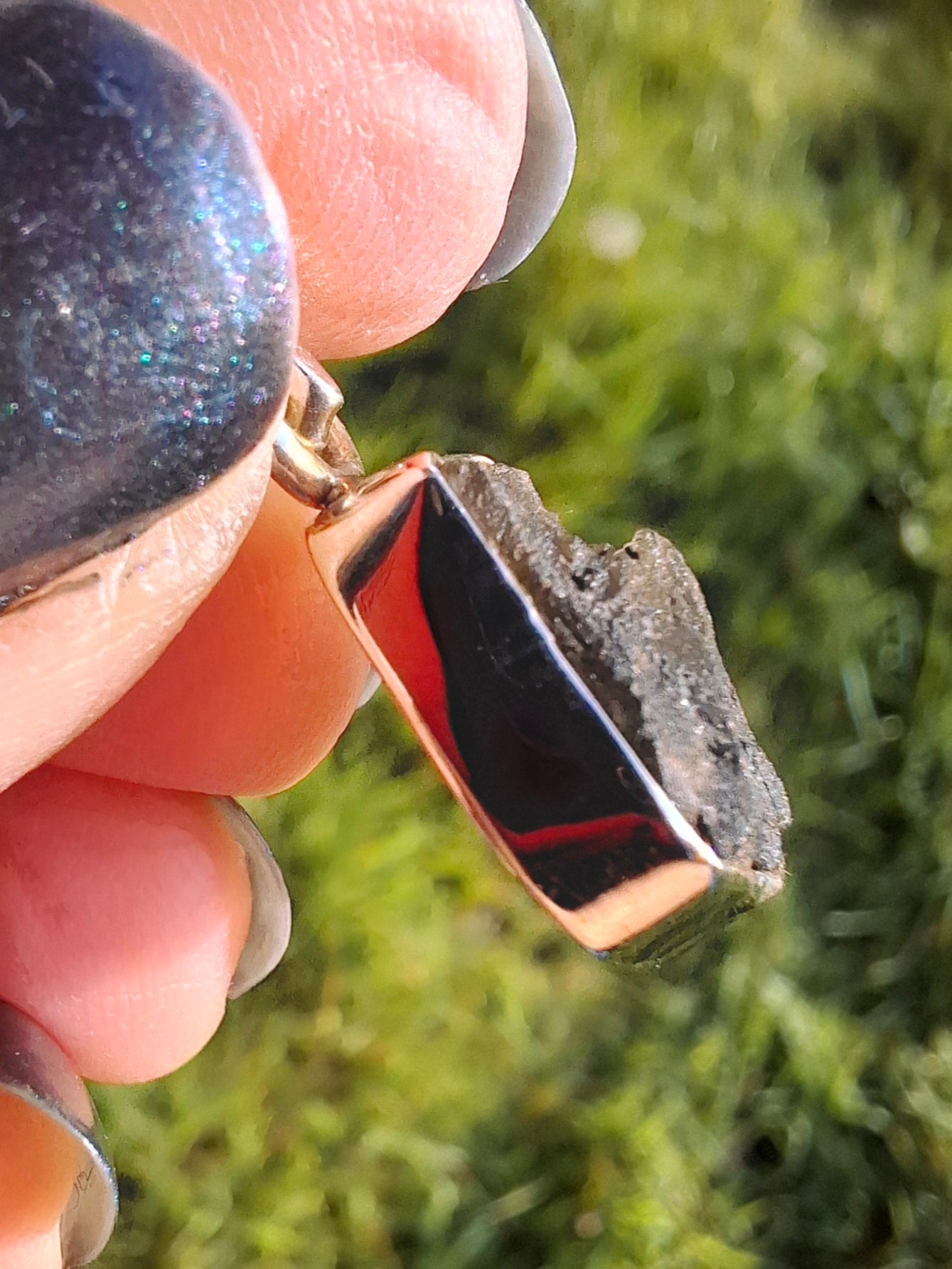 Moldavite Pendant, 925 Silver, Tektite (Ref: P6)