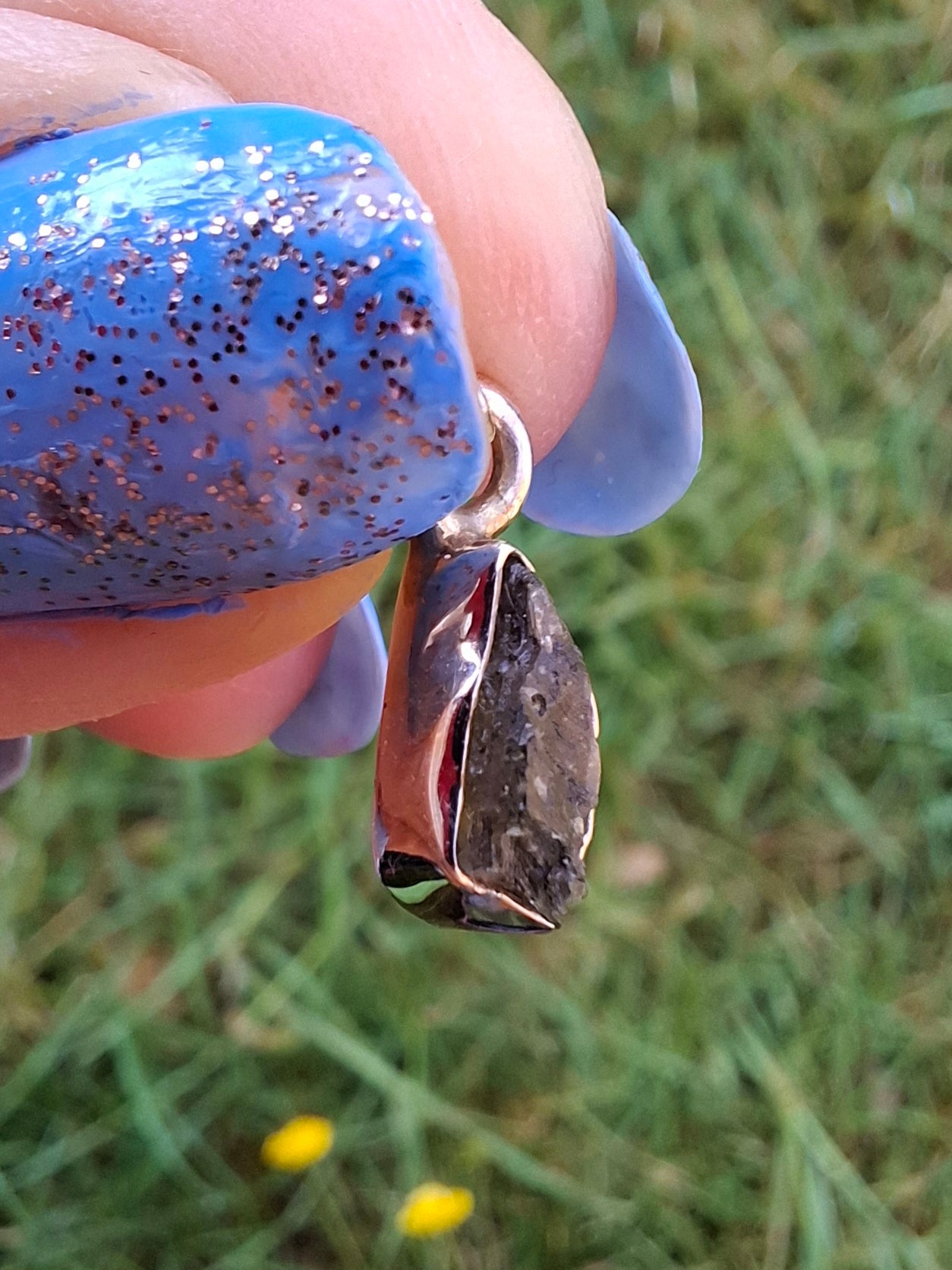 Moldavite Pendant, 925 Silver, Tektite (Ref: P32)