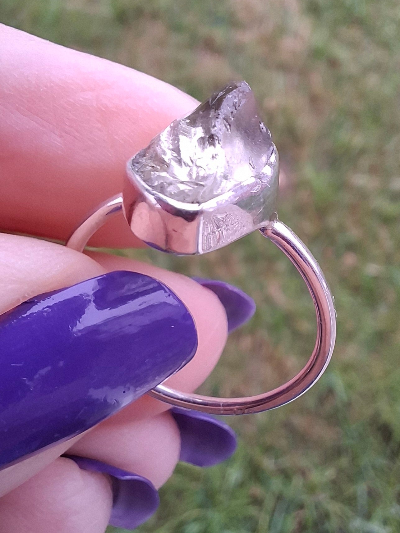 Libyan Desert Glass Ring, size small P, 925 Silver, Tektite (Ref: LR25)