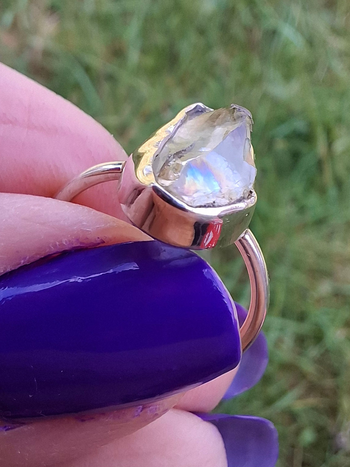 Libyan Desert Glass Ring, size K, 925 Silver, Tektite 🌈 (Ref: LR12)