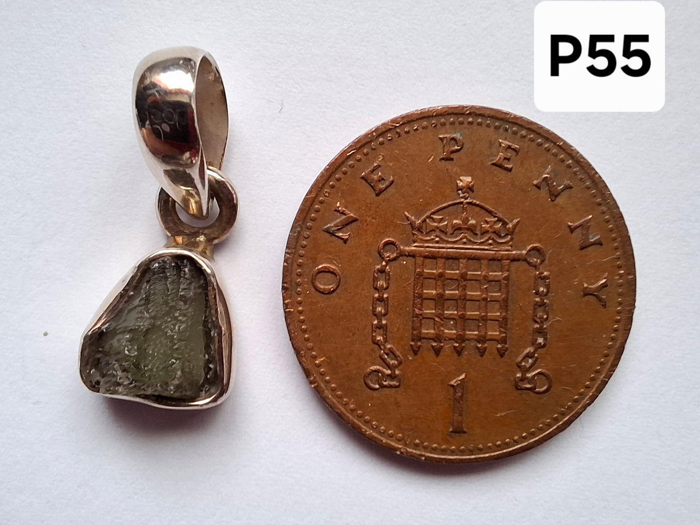Moldavite Pendant, 925 Silver, Tektite (Ref: P55)