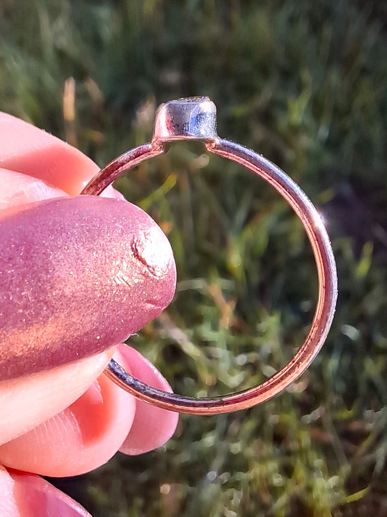 Moldavite Ring, size Q, 925 Silver, Tektite (Ref: R45)