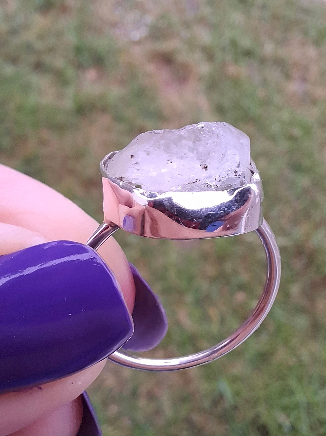 Libyan Desert Glass Ring, size P, 925 Silver, Tektite (Ref: LR27)