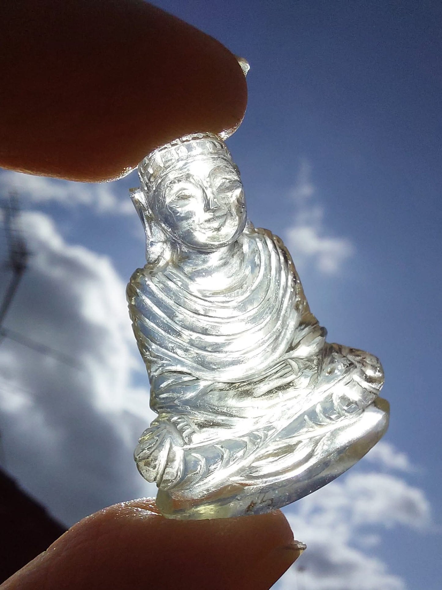 Libyan Desert Glass BUDDHA Carving, 7.56g, Tektite (Ref: LDG B0)