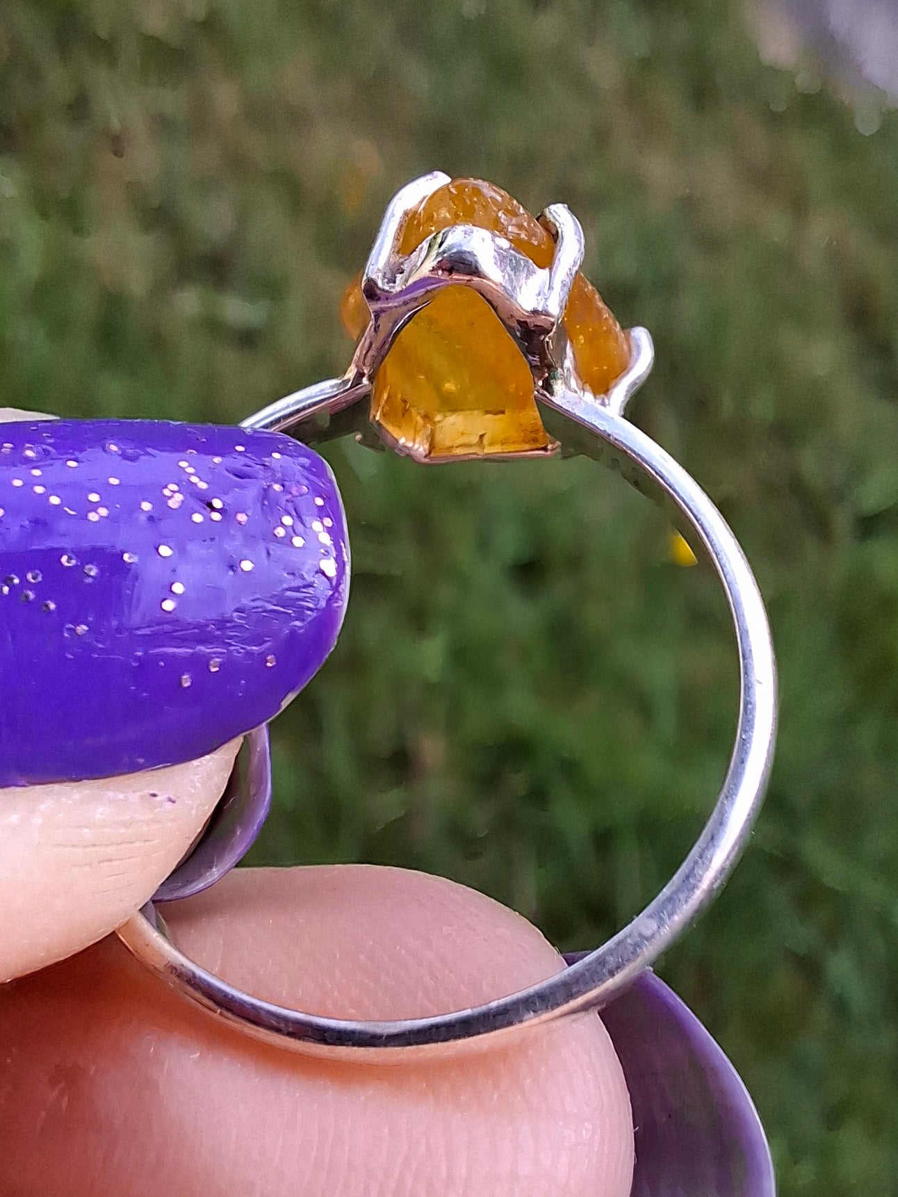Baltic Amber Ring, size large R, 925 Silver, Fossil (Ref: AR15)