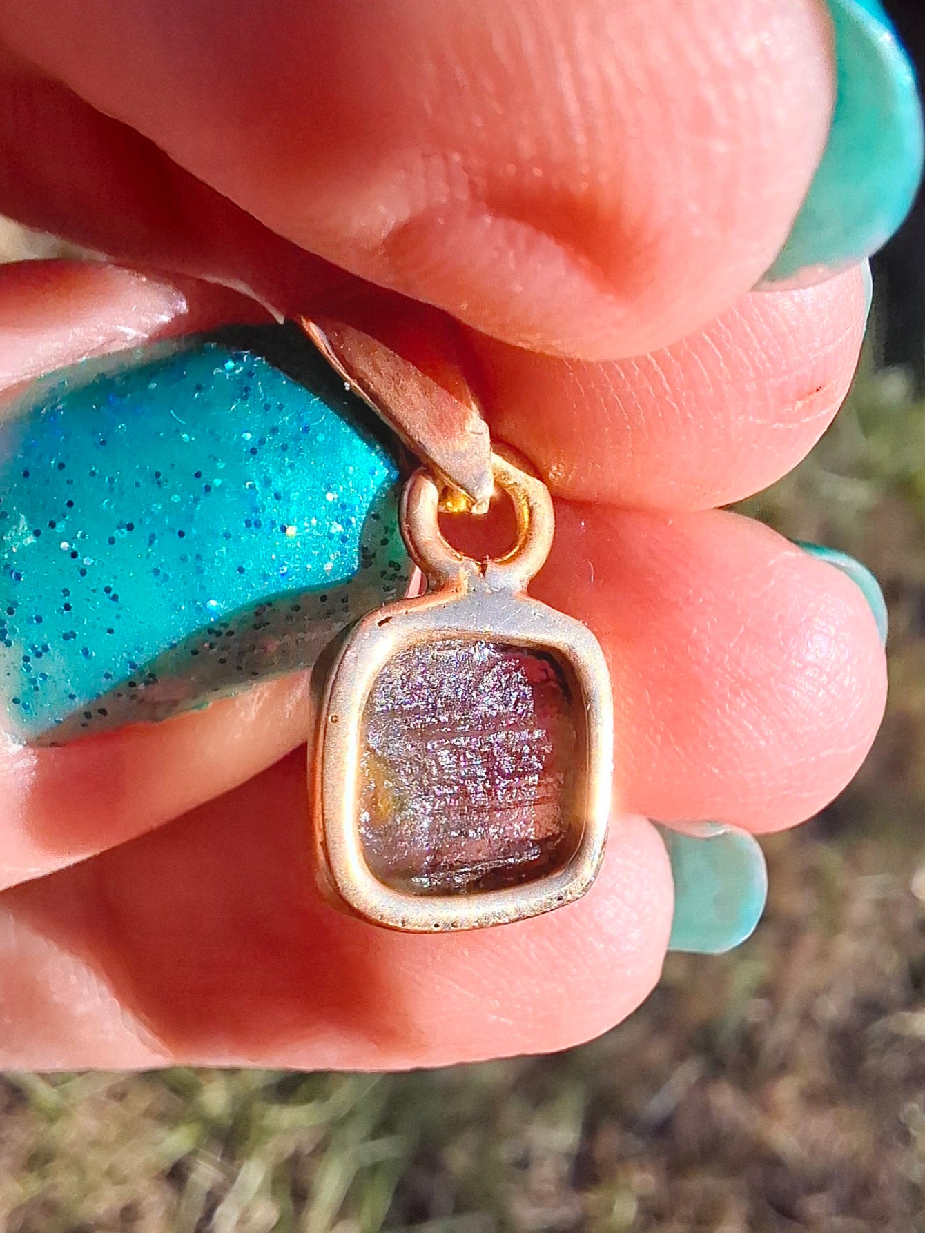 Moldavite Pendant, 14K GOLD Plated, Tektite (Ref: P453)
